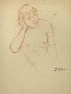 Figure of a Woman in Blood - Drawing by Joseph Colin - Early 20th century