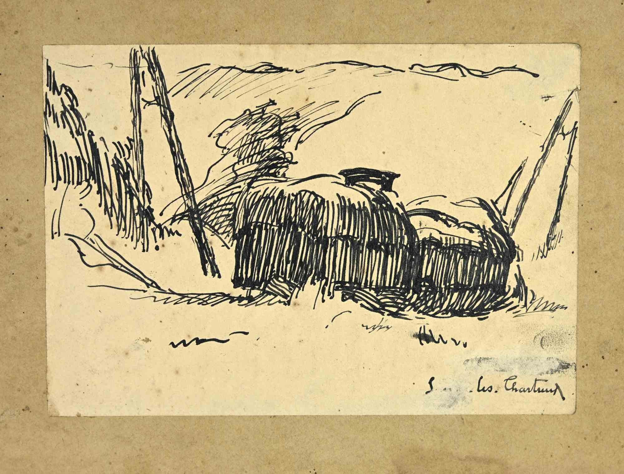 Mountain Hut is an artwork realized by René Gouaste  (1903-1980) in 1940.

China Ink drawing.

Hand signed.

The original artwork, size 18.5x13, is glued to a cardboard.

Good condition.