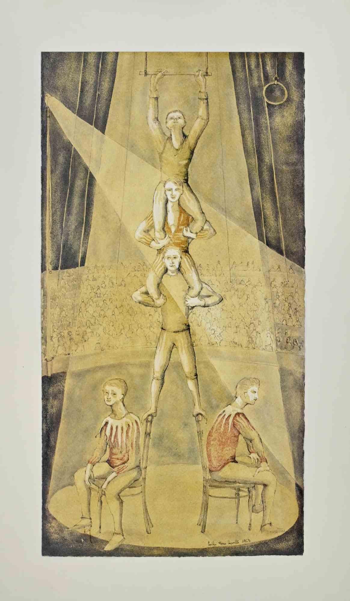 Akrobaten – Zeichnung von Cecilia Ferro Caporilli – 1963