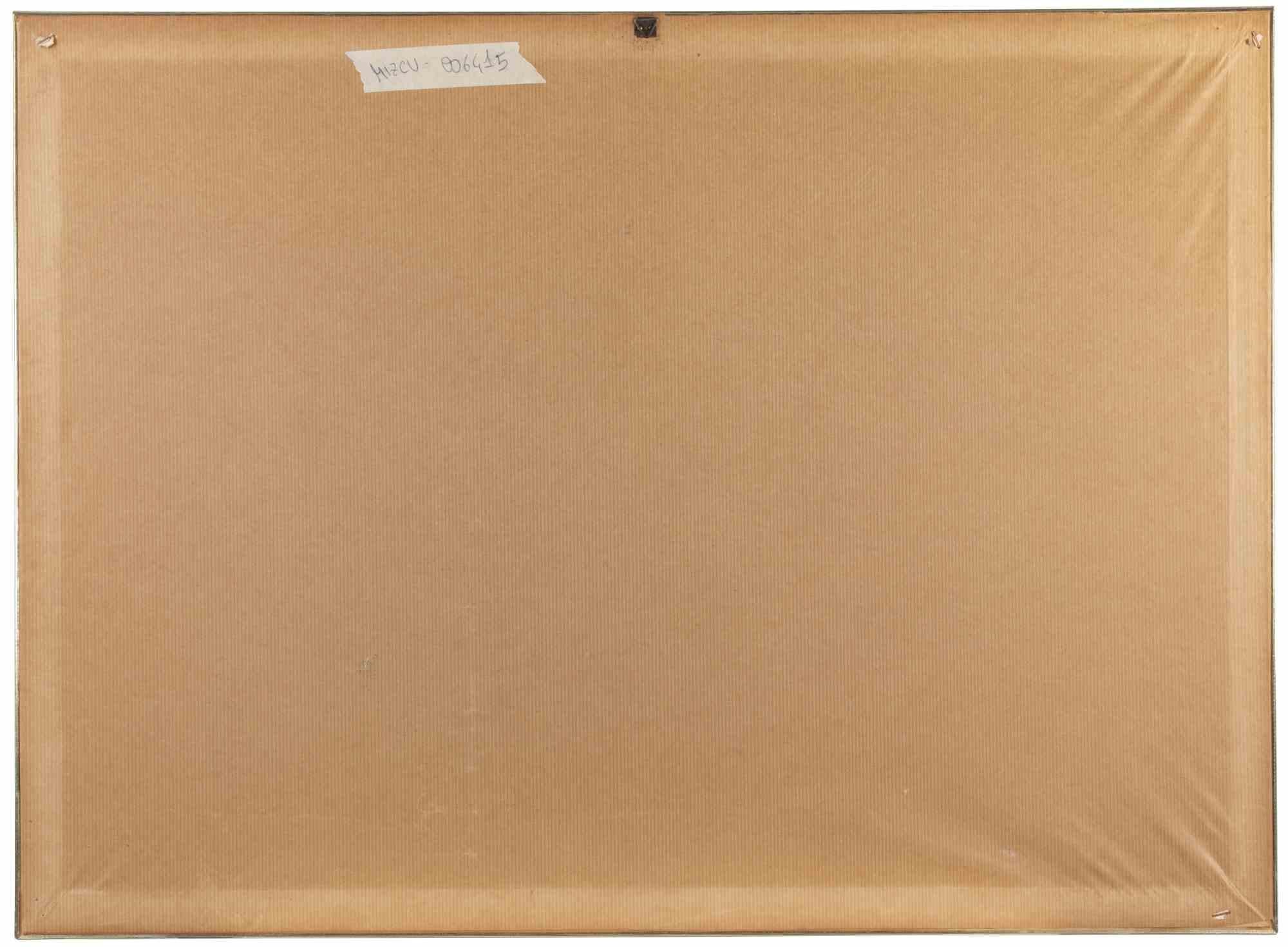 The Crowd and the Order - Lithograph - 1970s - Beige Abstract Drawing by Unknown