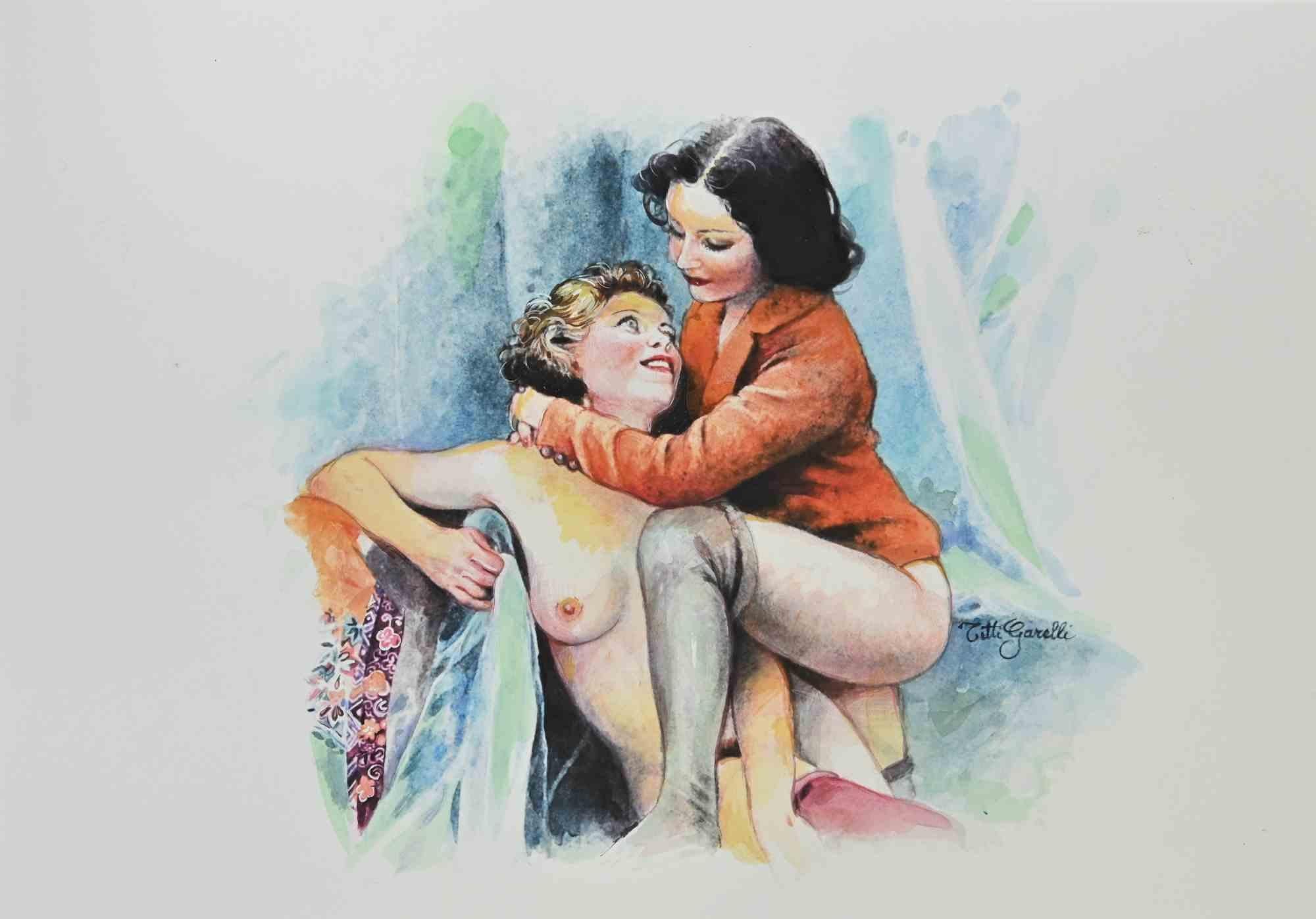 Unknown Figurative Art – Erotische Szene – Zeichnung – 2020er Jahre