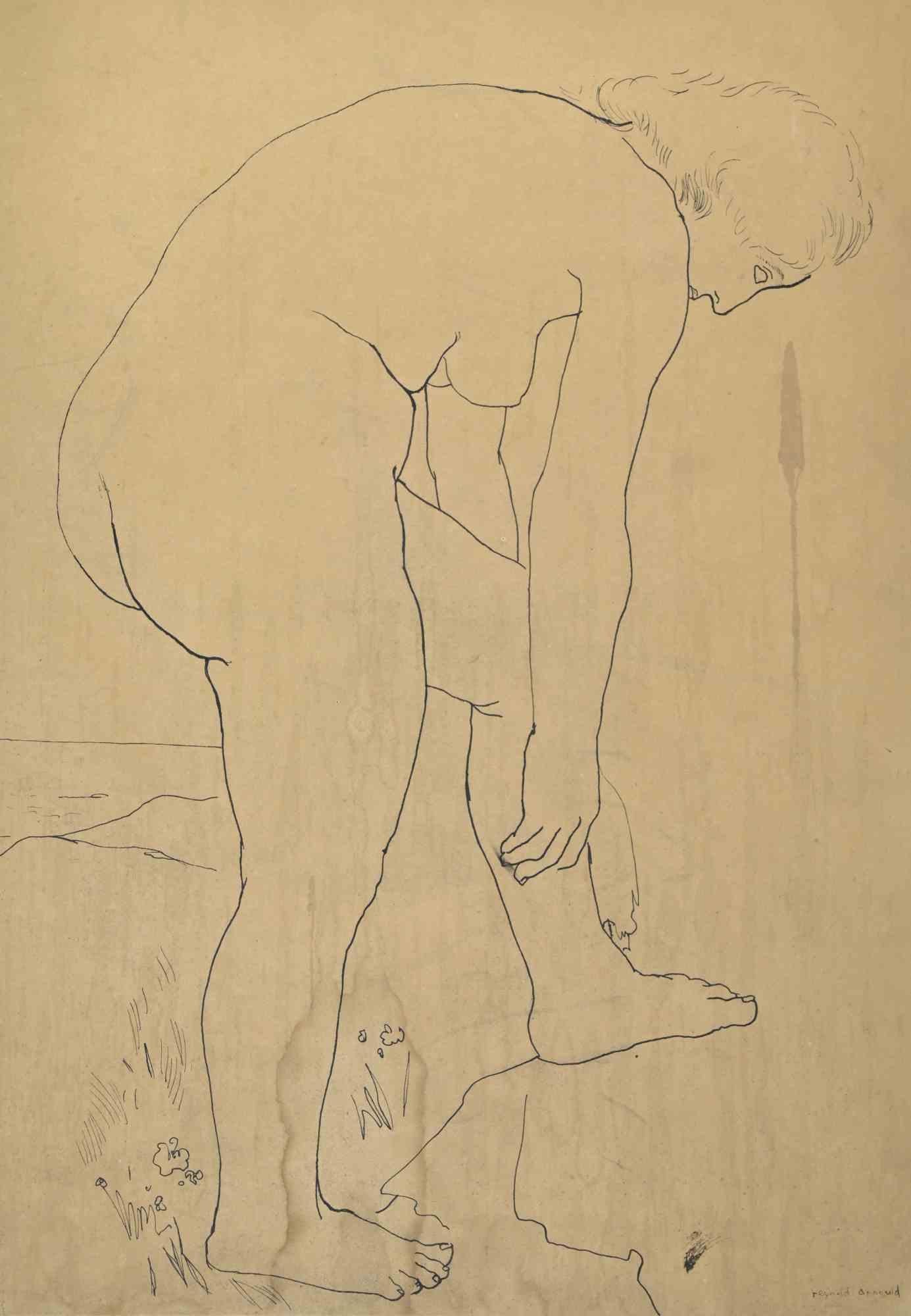 Le nu est une œuvre d'art moderne réalisée par Reynold Arnould au 20e siècle.

Dessin à l'encre.

Bonnes conditions.