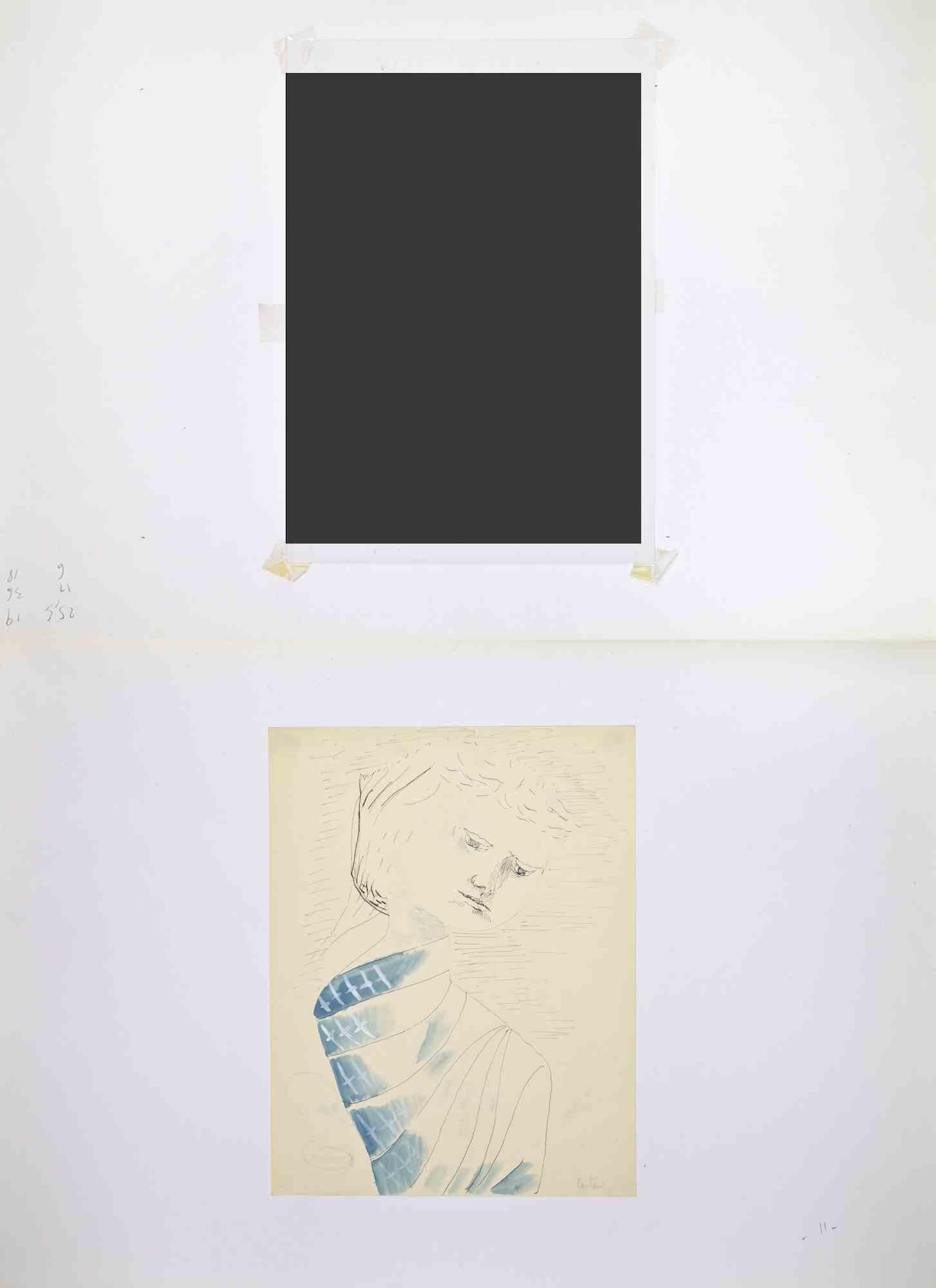 Portrait - Drawing By Lucien Coutaud - Mid-20th Century For Sale 1