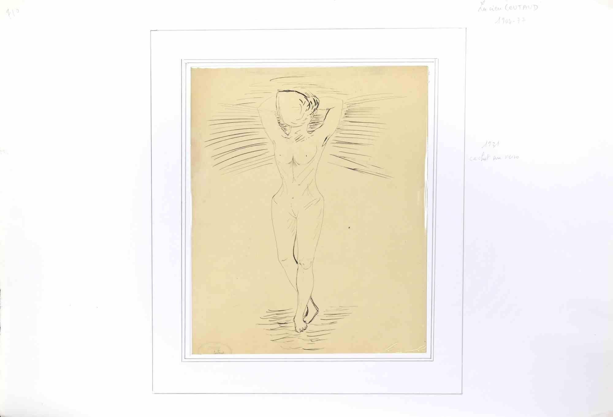 Portrait - Drawing By Lucien Coutaud - Mid-20th Century