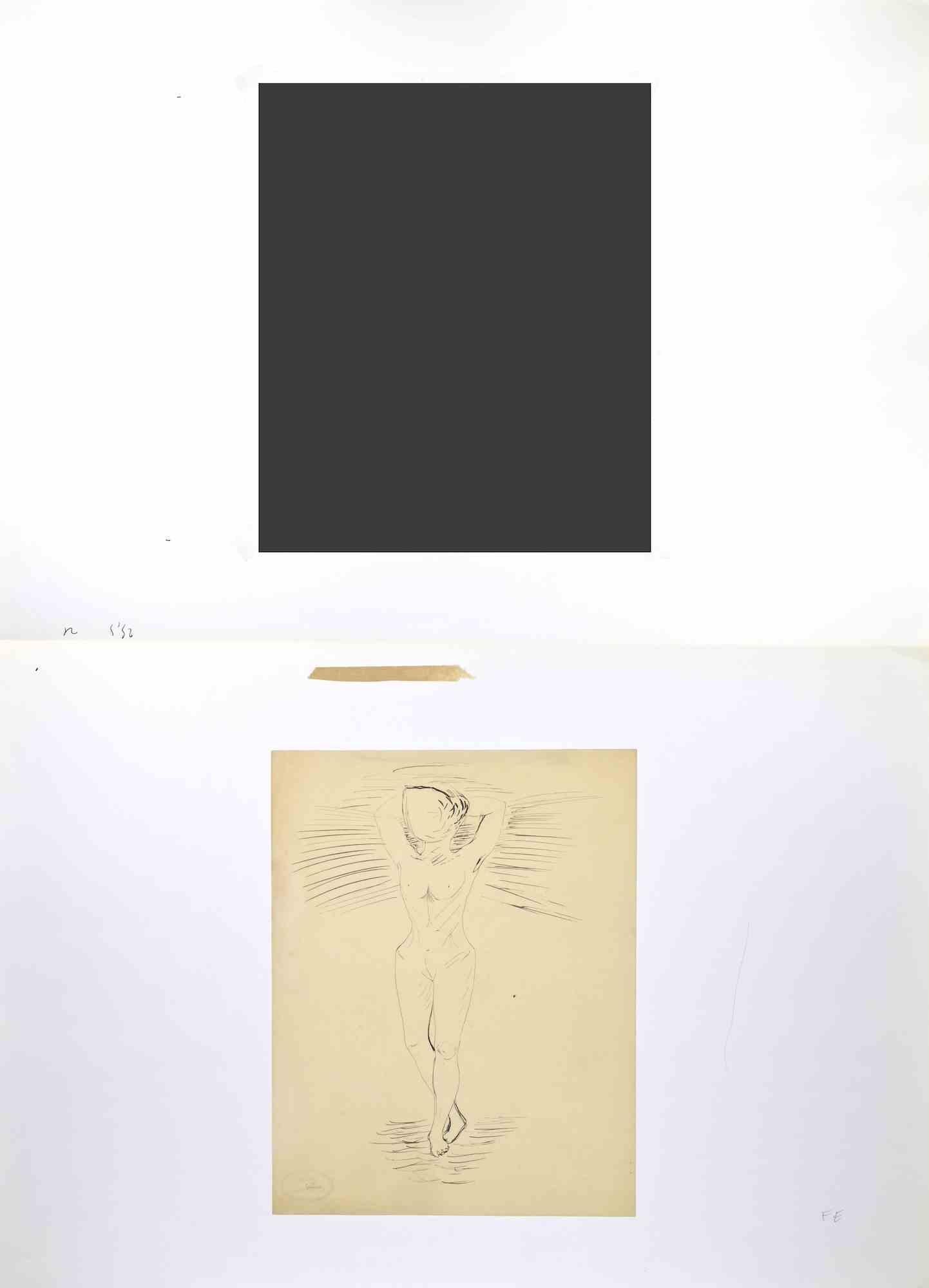 Portrait - Drawing By Lucien Coutaud - Mid-20th Century For Sale 1
