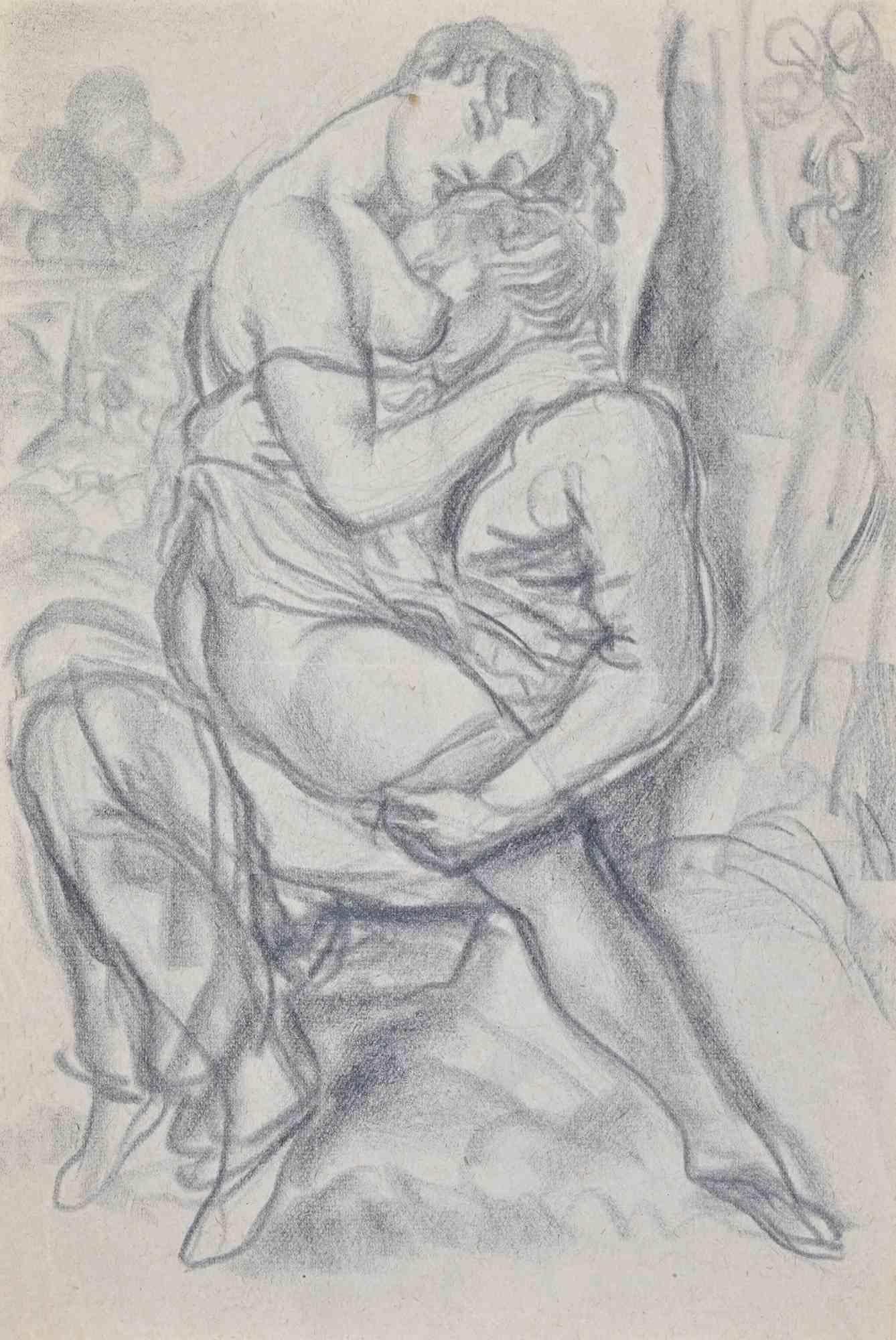Enamorados - Dibujo - Mediados del siglo XX