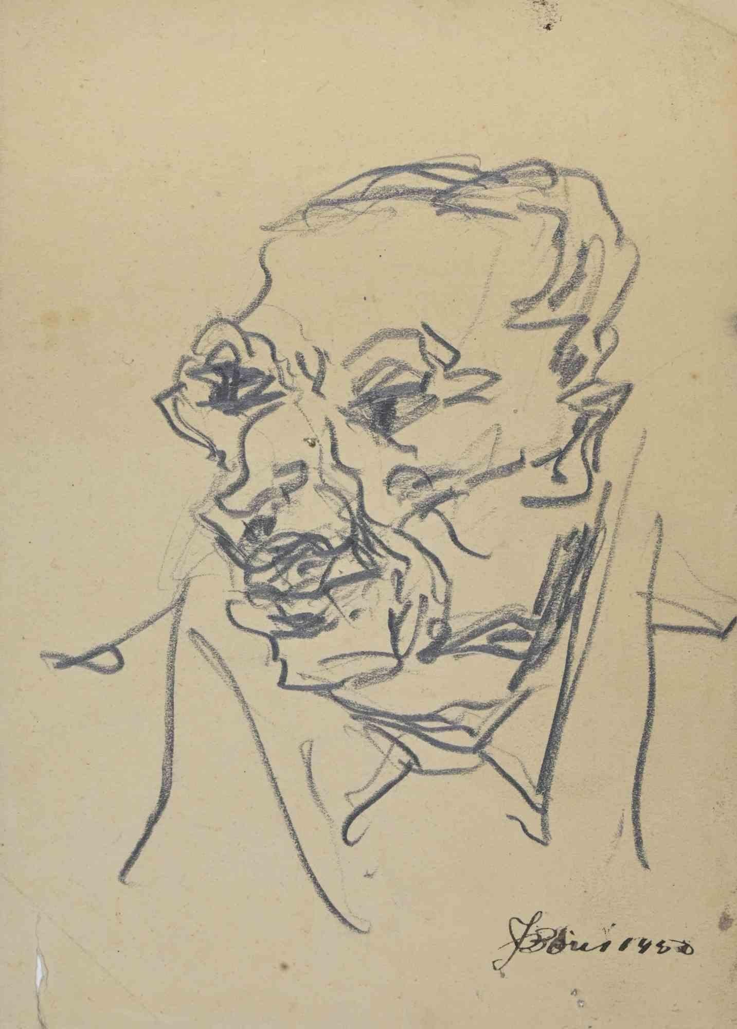Porträt – Zeichnung von Francisco Bores – 1950