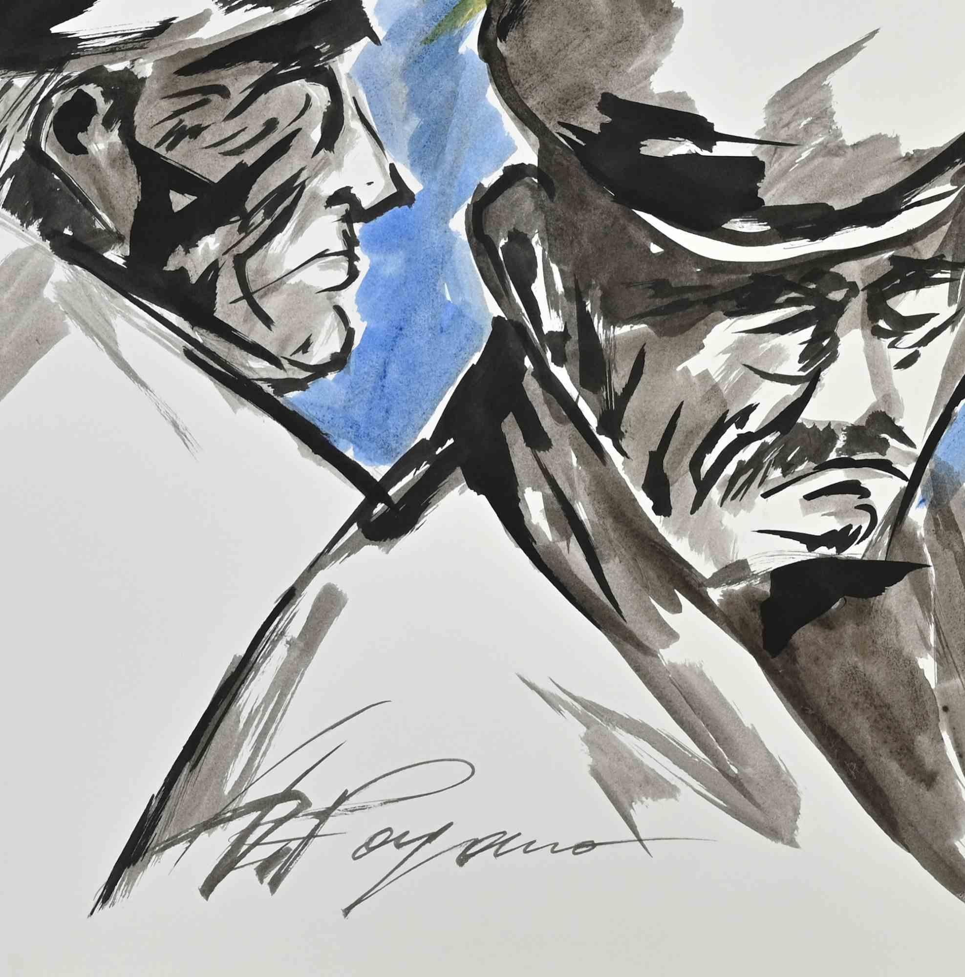 Figures - Drawing by Arturo Pagano - 1980s For Sale 1