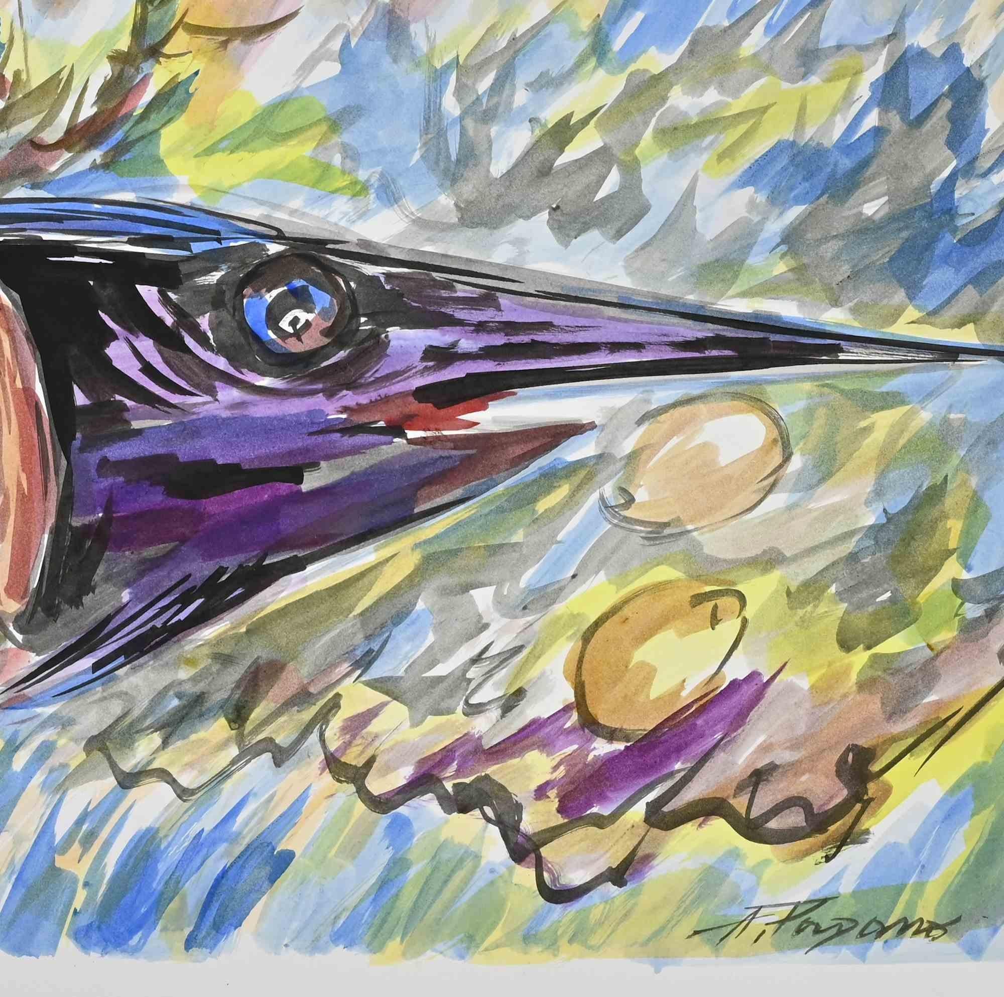 The SwordFish - Drawing by Arturo Pagano - 1980s For Sale 1
