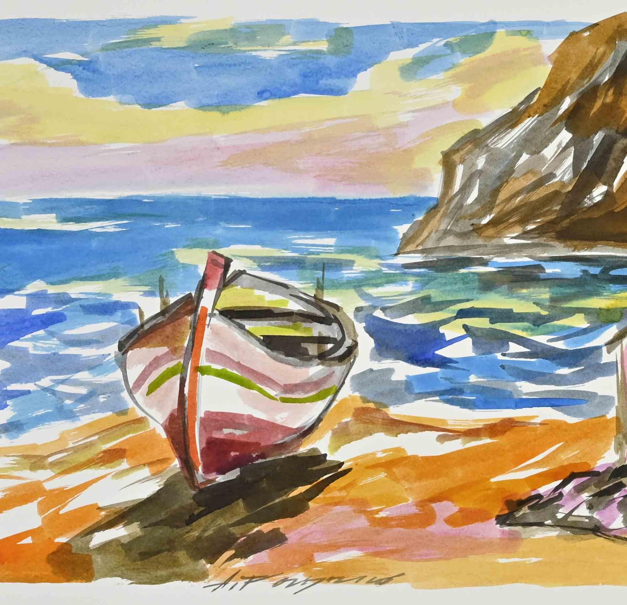 Shore - Drawing by Arturo Pagano - 1980s For Sale 1