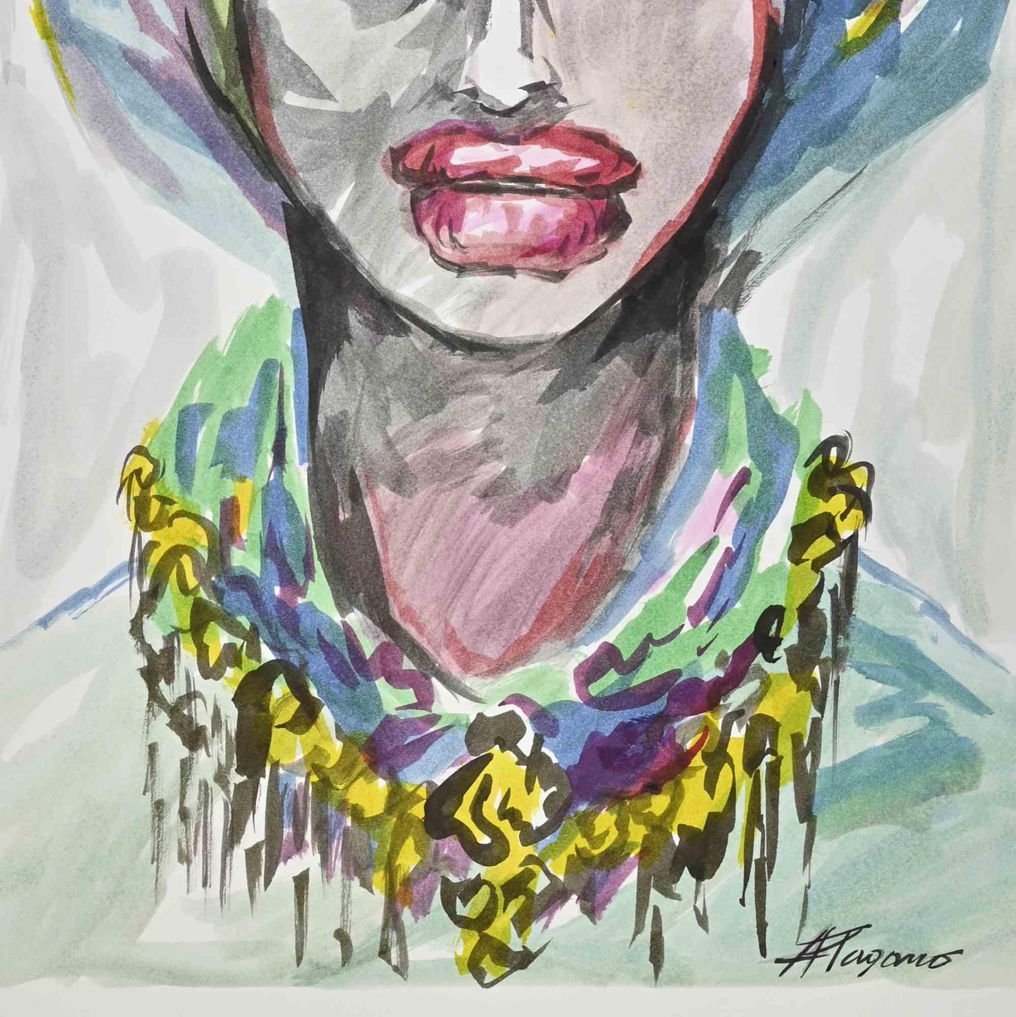 Portrait - Drawing by Arturo Pagano - 1980s en venta 1