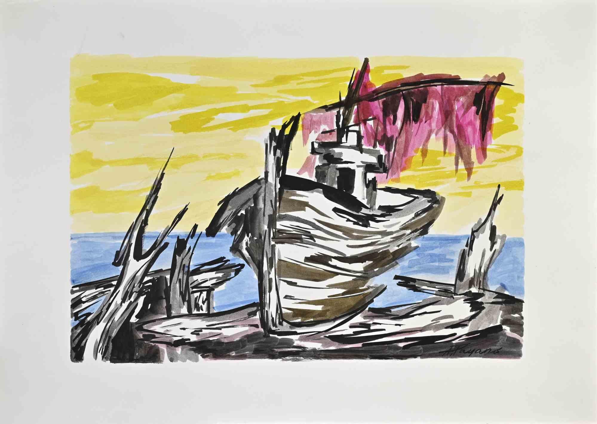 The Ship - Drawing by Arturo Pagano - 1980s