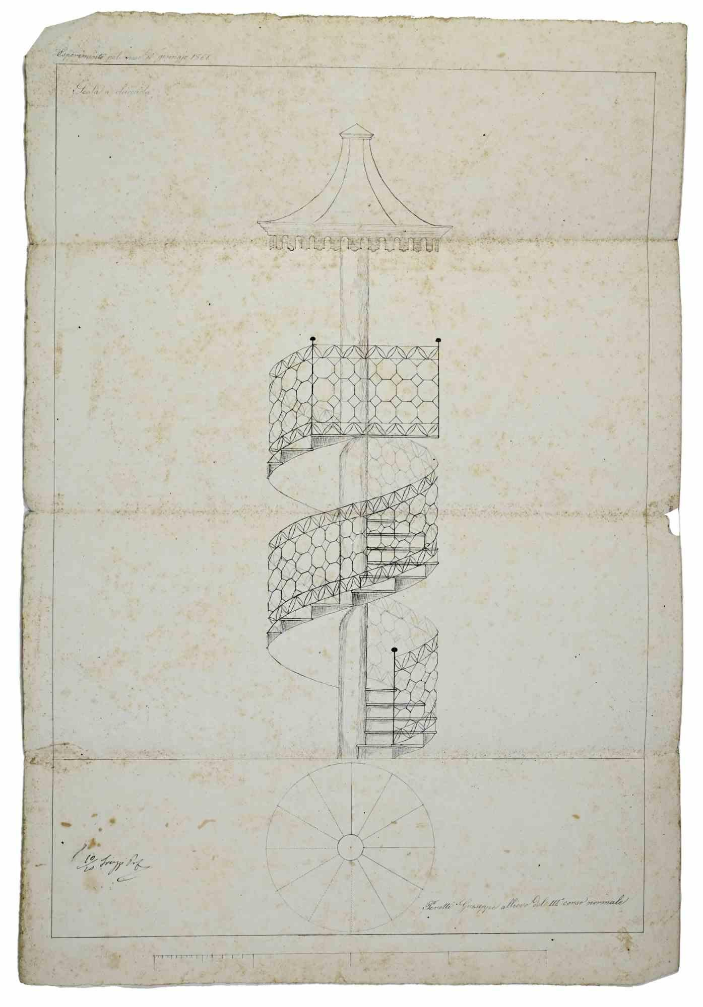 Architectural Drawing ist ein modernes Kunstwerk von Giuseppe Perotti aus dem frühen 20.

Gute Bedingungen.

