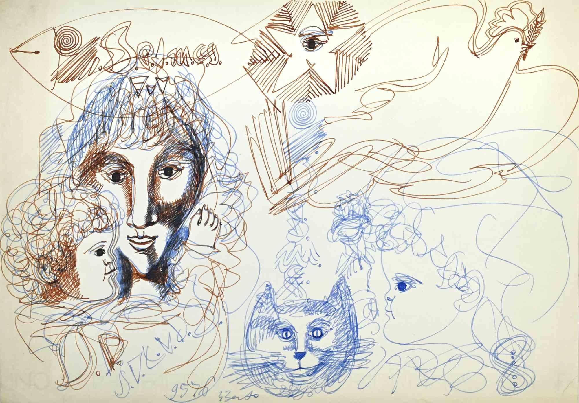 Composizione - Disegno di Gian Paolo Berto - Anni '70
