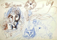 Composition - Drawing by Gian Paolo Berto - 1970s
