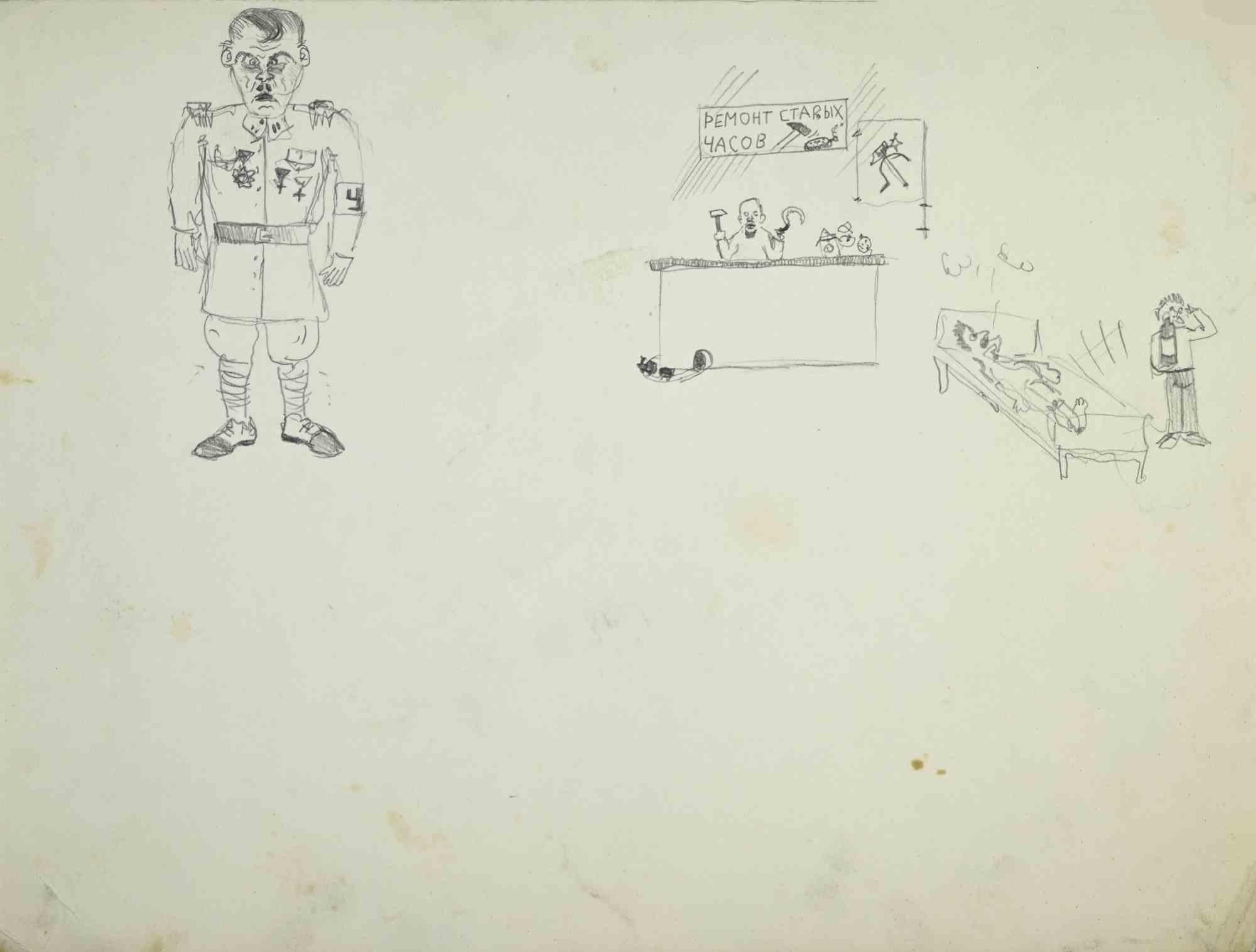 Figures - Drawing - Mid-20th Century - Art by Unknown
