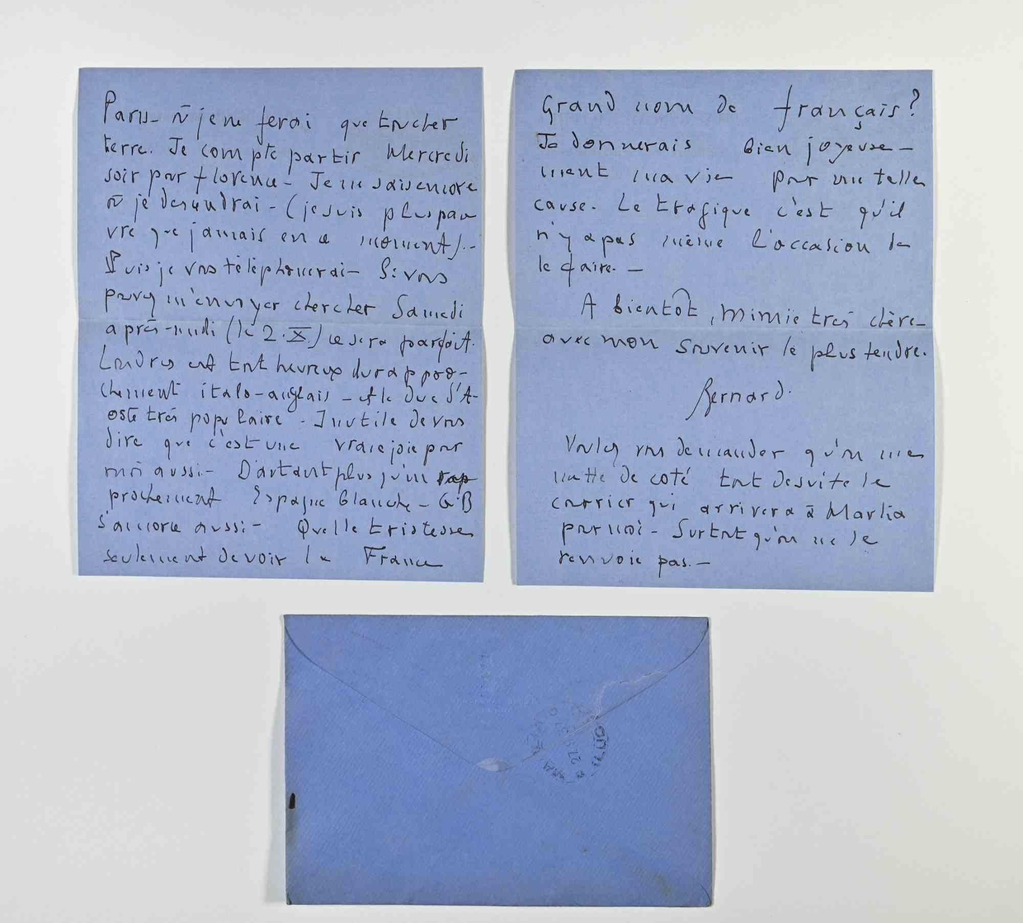 Letter from Bernard Fay à la comtesse Anna Laetitia Pecci - Début du 20e siècle