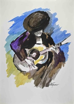 Chitarrista - Disegno di Arturo Pagano - Anni '80