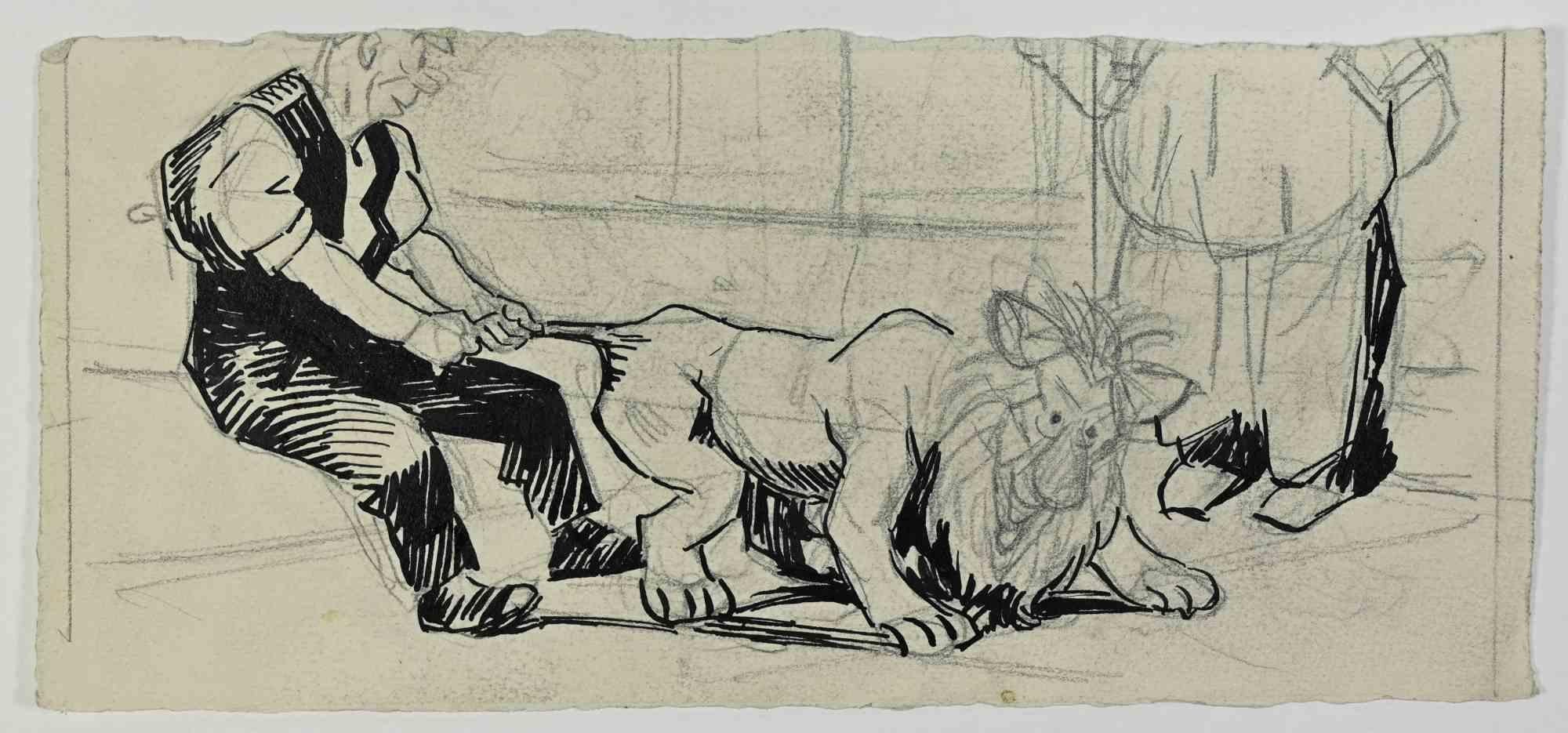 Figure è un'opera d'arte moderna realizzata da Gabriele Galantara (1865-1937) all'inizio del XX secolo.

Matita e inchiostro su carta.

Buone condizioni e invecchiato con foxing e tagli.

L'opera è stata realizzata da Gabriele Galantara (1865-1937).
