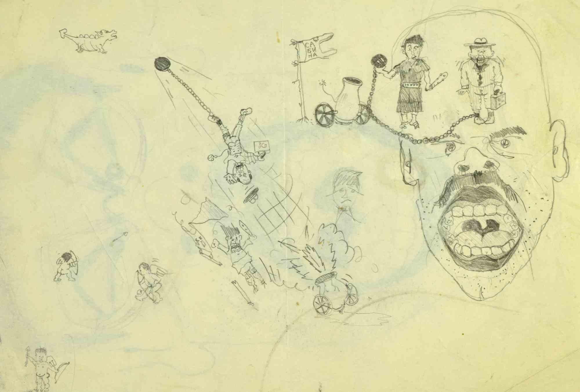 Angry Man - Drawing - 1950s - Art by Unknown