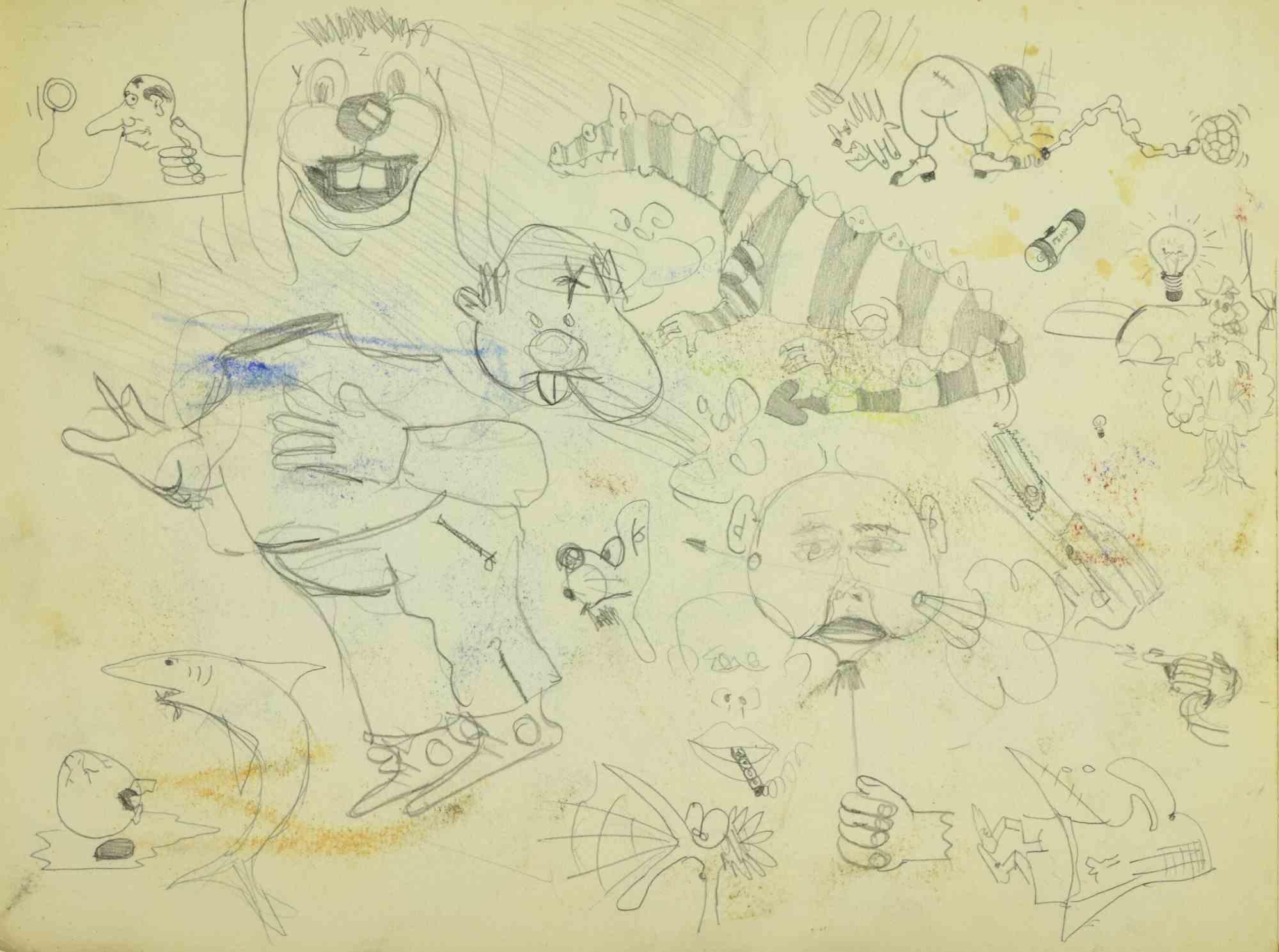 Figuras - Dibujo - Años 50 - Art de Unknown