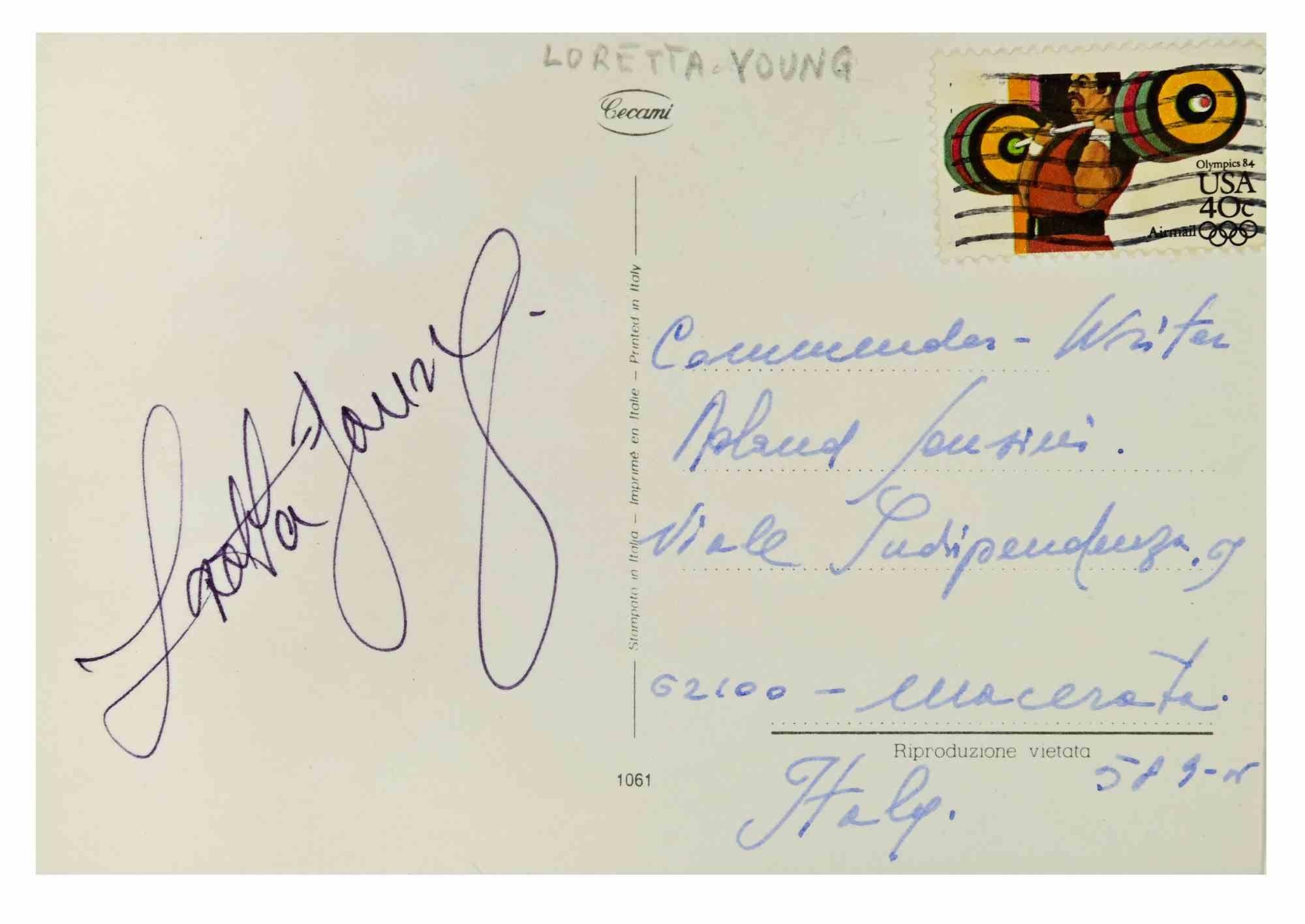 Hand written postcard by Loretta Young realized in the 1970s.

Good conditions.