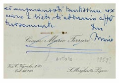 Cartolina scritta a mano da Mario Ferrari - Anni '50