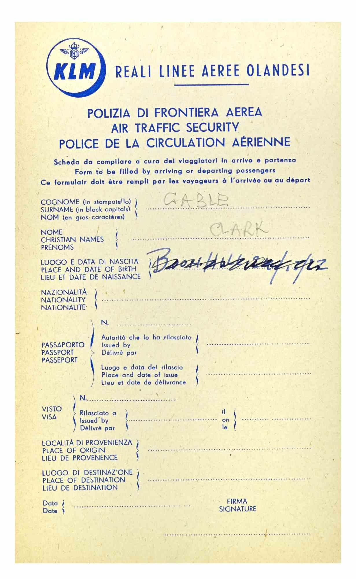 Autograph Custom Identification - 1960s - Modern Art by Clark Gable