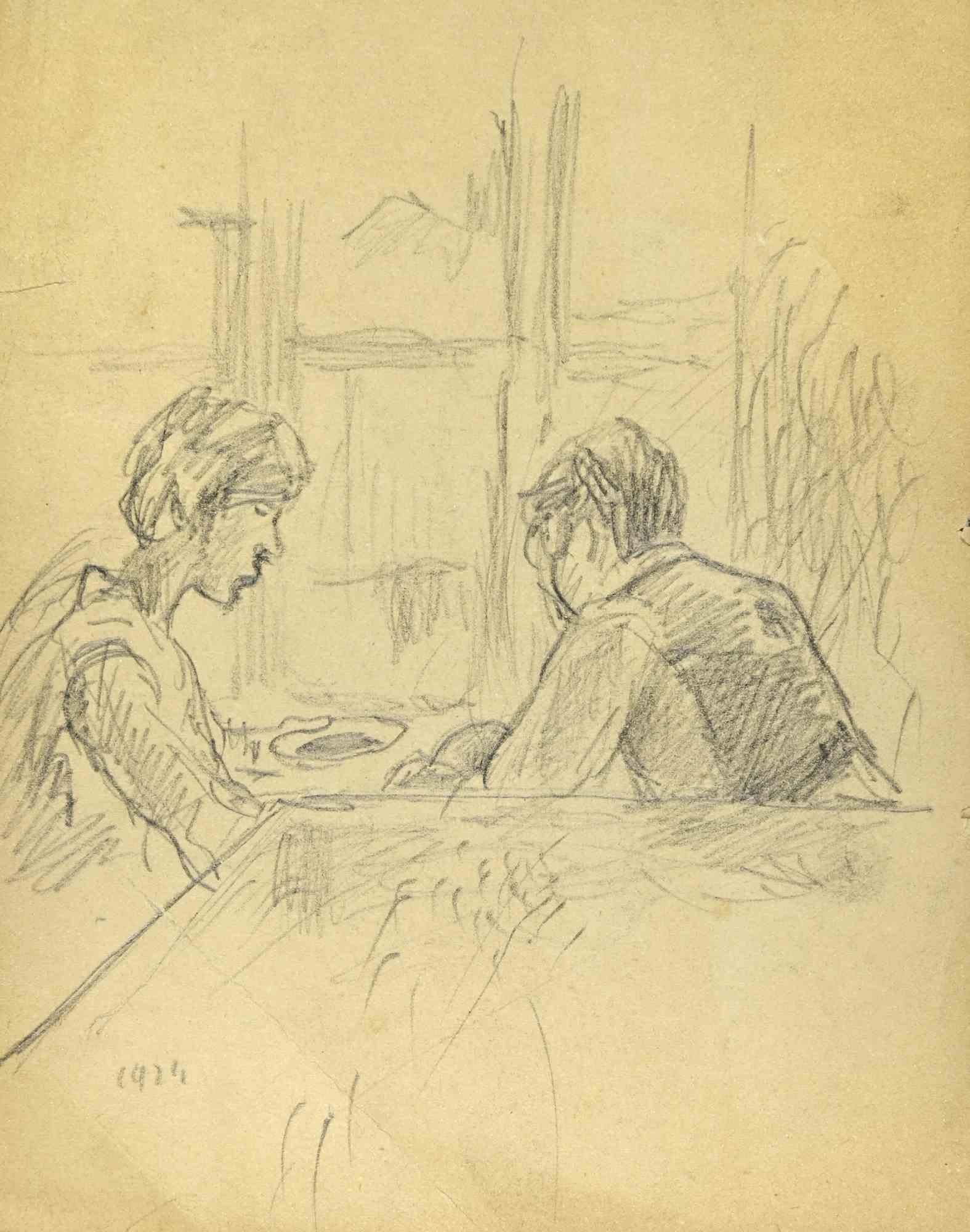 Dining est un dessin réalisé par Paul Emile Colin en 1924.

Crayon de carbone sur papier ivoire

Bon état avec de légères rousseurs.

L'œuvre d'art est réalisée à l'aide de traits expressifs et habiles.