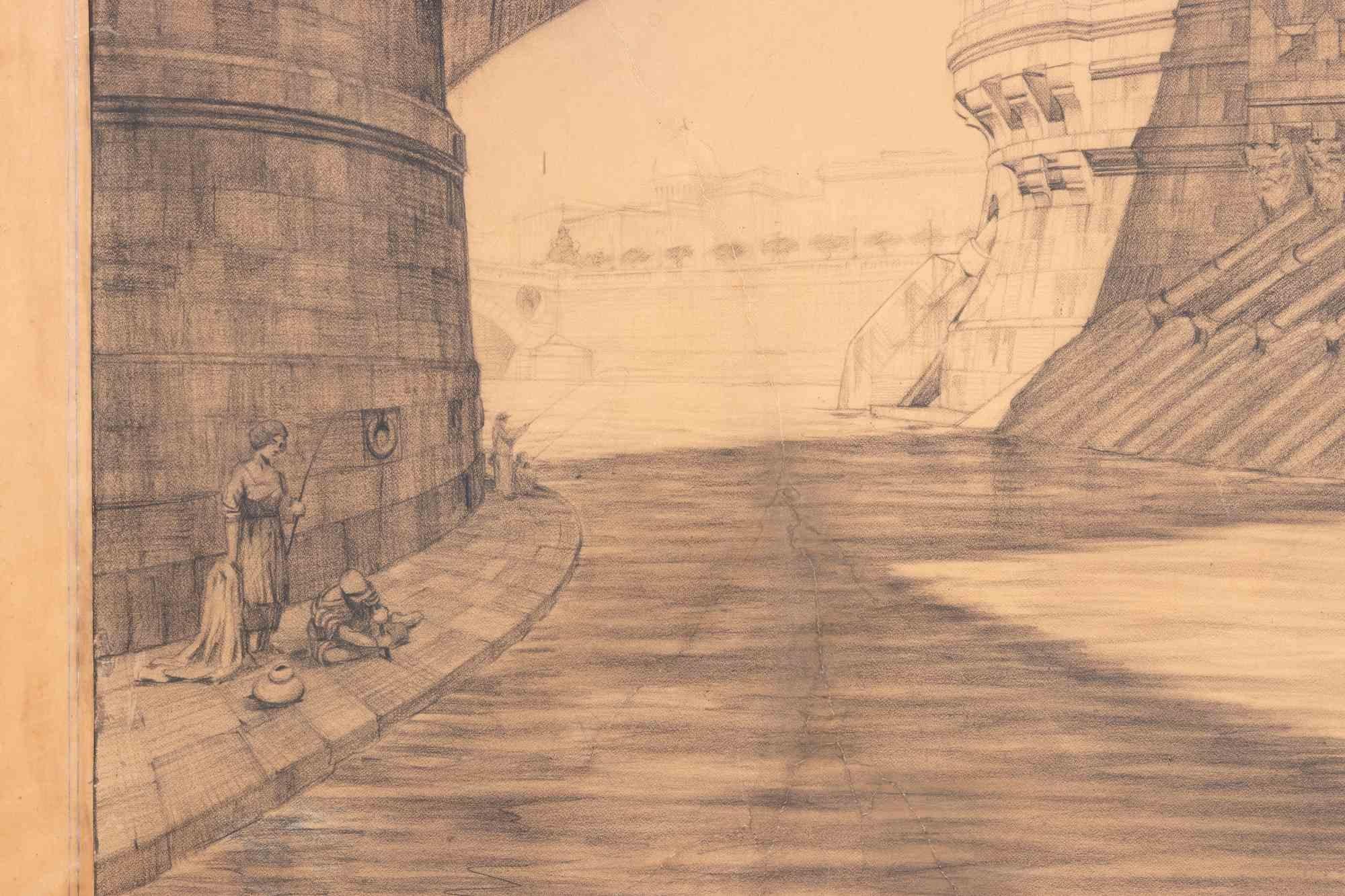 Eccezionale disegno realizzato per l'Expo Roma da Carlo e Adolfo Coppedè nel 1911.

Carboncino su carta montato su barella.

Include una bellissima cornice in ferro di Roberto Fallani, realizzata negli anni '80, cm. 175x270.

Con la notifica del
