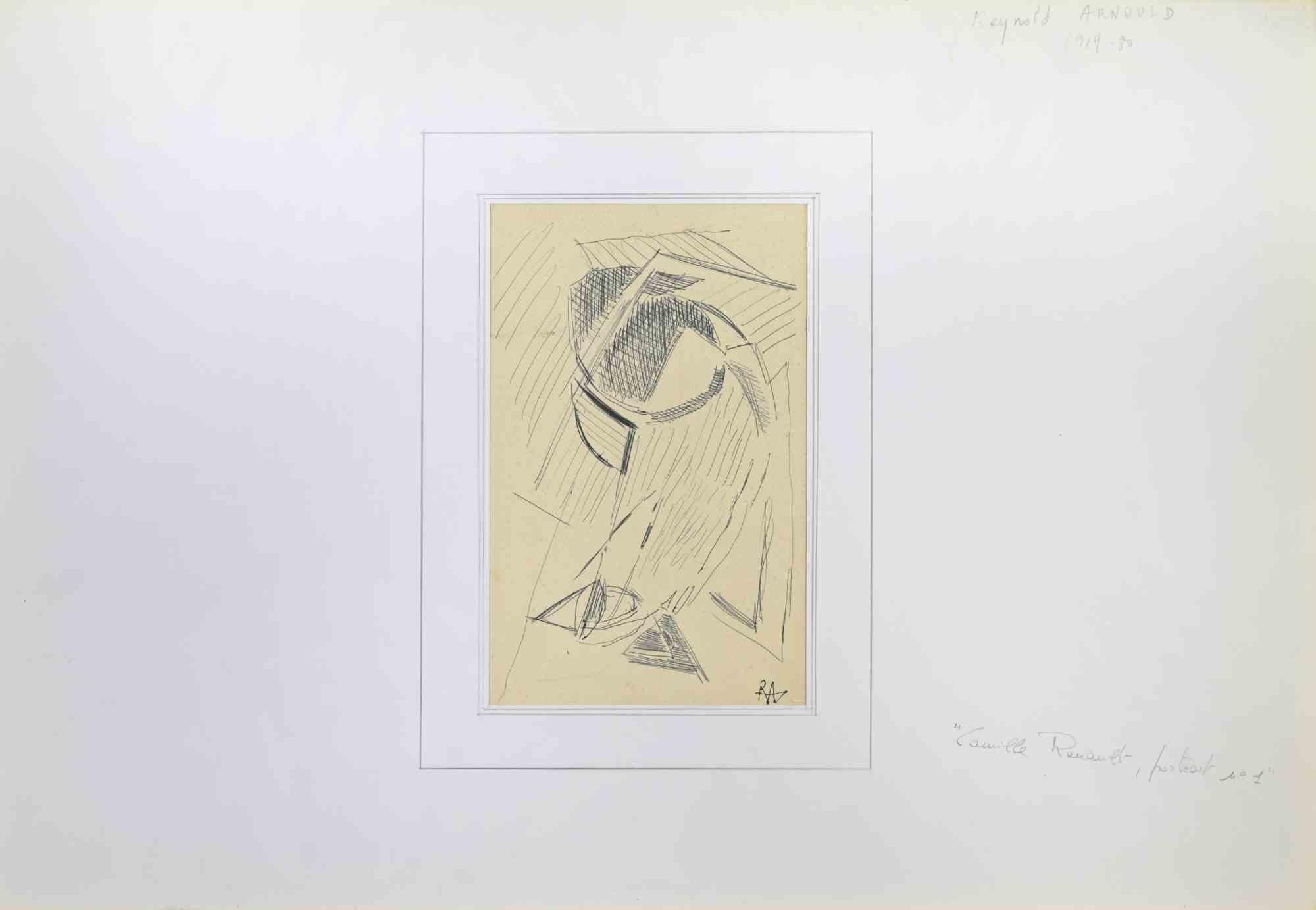 Figurative Art di Reynold Arnoud - Camille Renard - Ritratto n. 1 - Disegno di Renard Arnoud - Metà del XX secolo