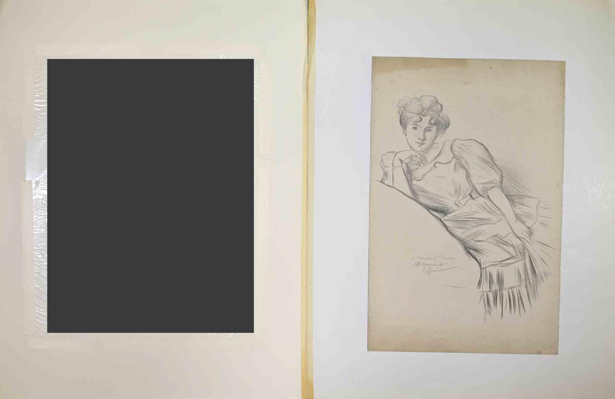Frau – Zeichnung von Pierre Georges Jeanniot – Anfang des 20. Jahrhunderts im Angebot 1