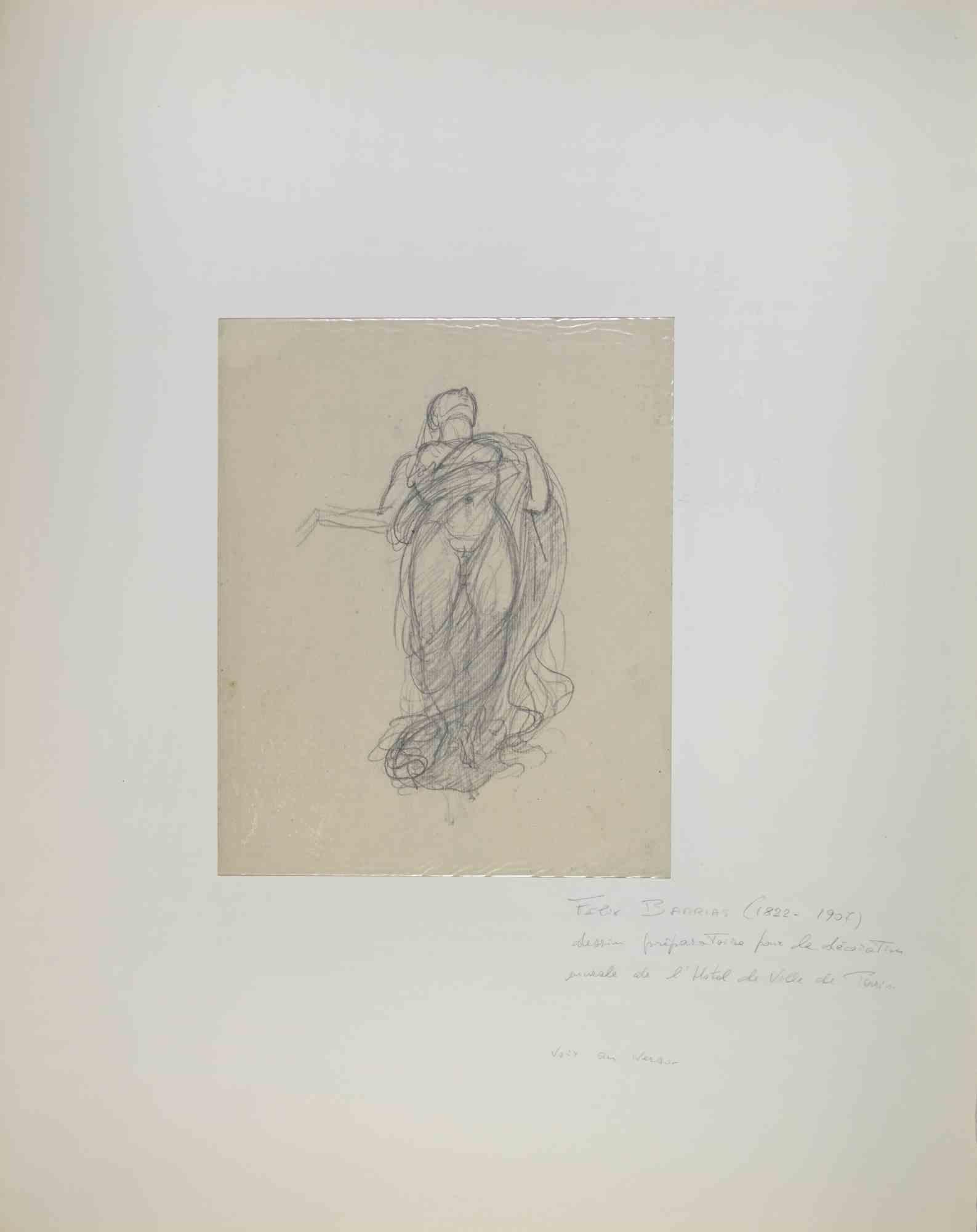 Figure - Drawing by Felix Barrias - Late 19th Century