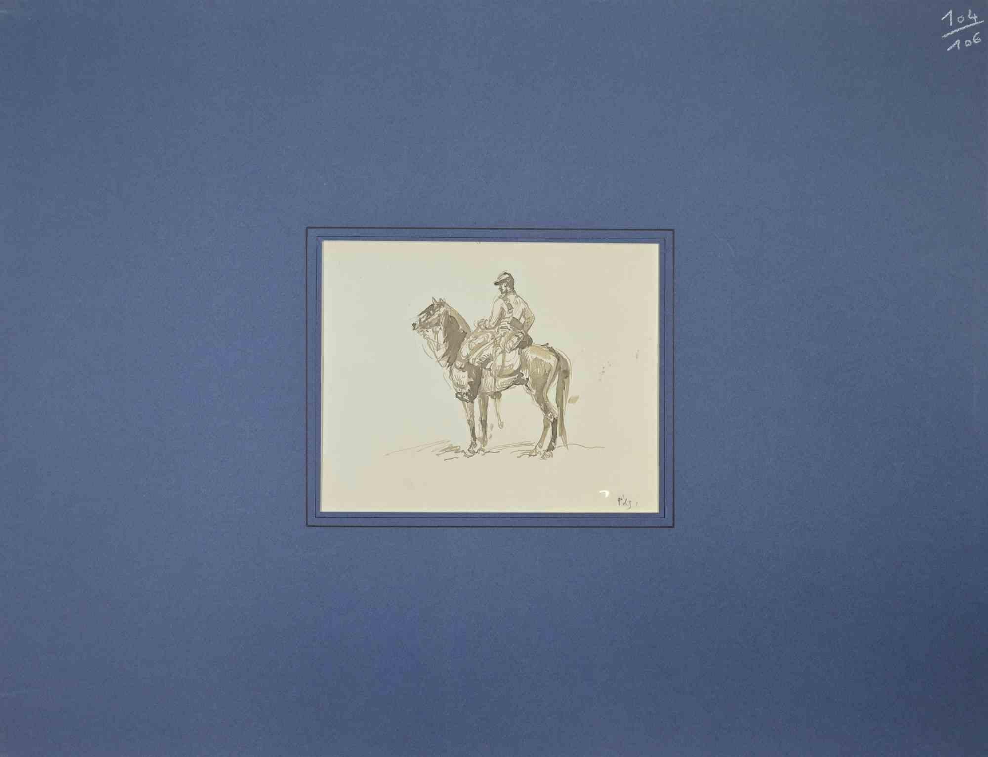 Rider -  Drawing by Paul Emile Colin - Mid-20th Century