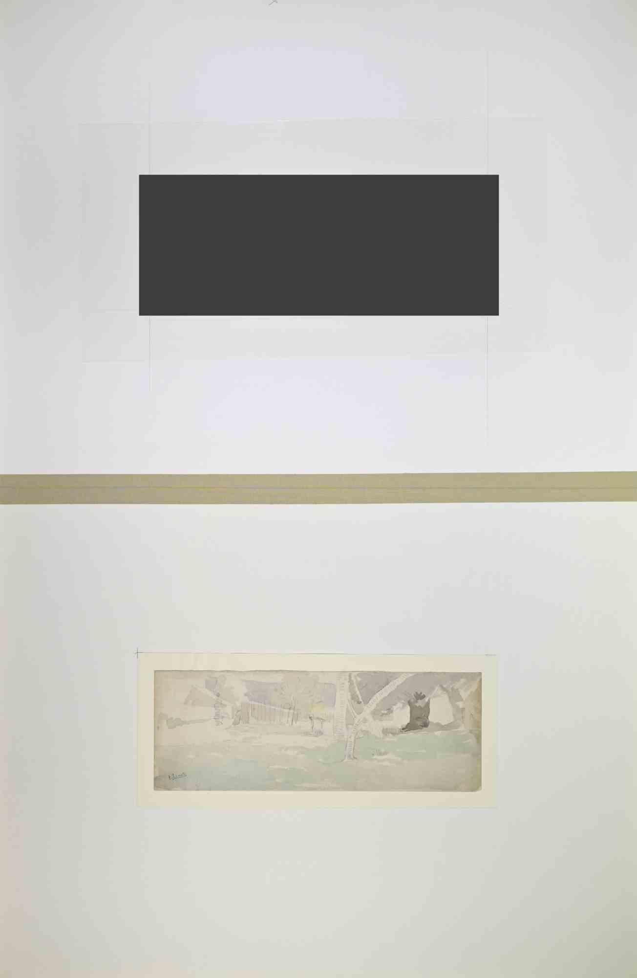 Landscape -  Drawing by Henri Lerolle - Early 20th Century en venta 1