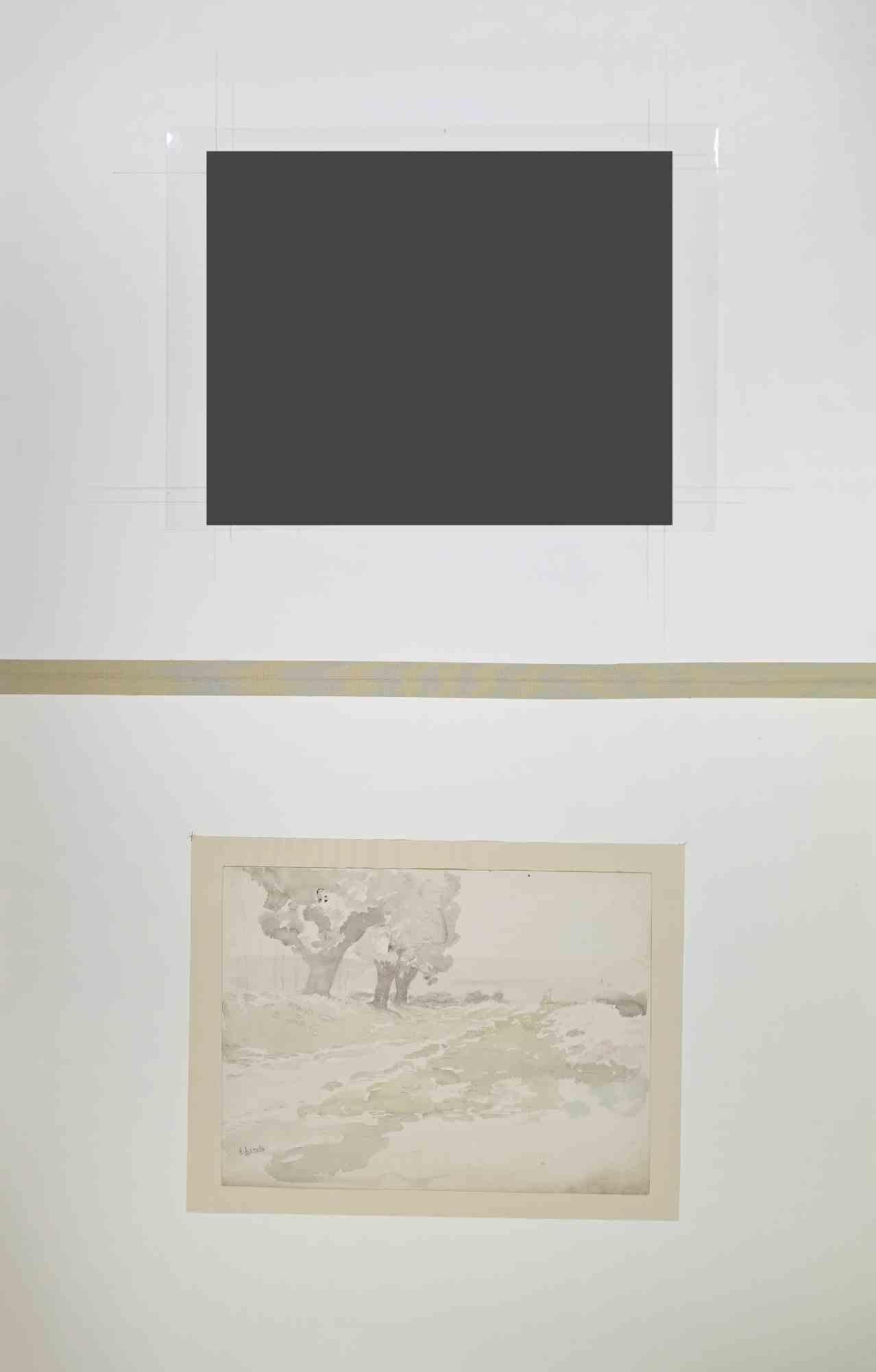 Landscape -  Drawing by Henri Lerolle - Early 20th Century For Sale 1