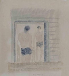Uomo allo specchio - Disegno di Alfredo Furiga - Inizio XX secolo