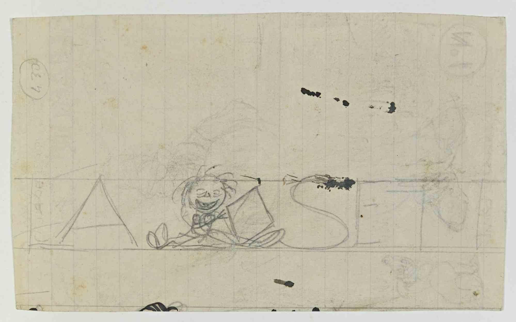 Cianfresca da Rimini - Disegno di Gabriele Galantara - Anni '30 in vendita 1