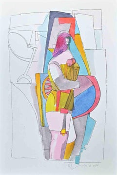 Cuerpo mecánico  En colores - Dibujo de Richard Lindner - Años 70