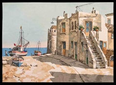 Porticciolo - Acuarela de Aldo Riso - 2000