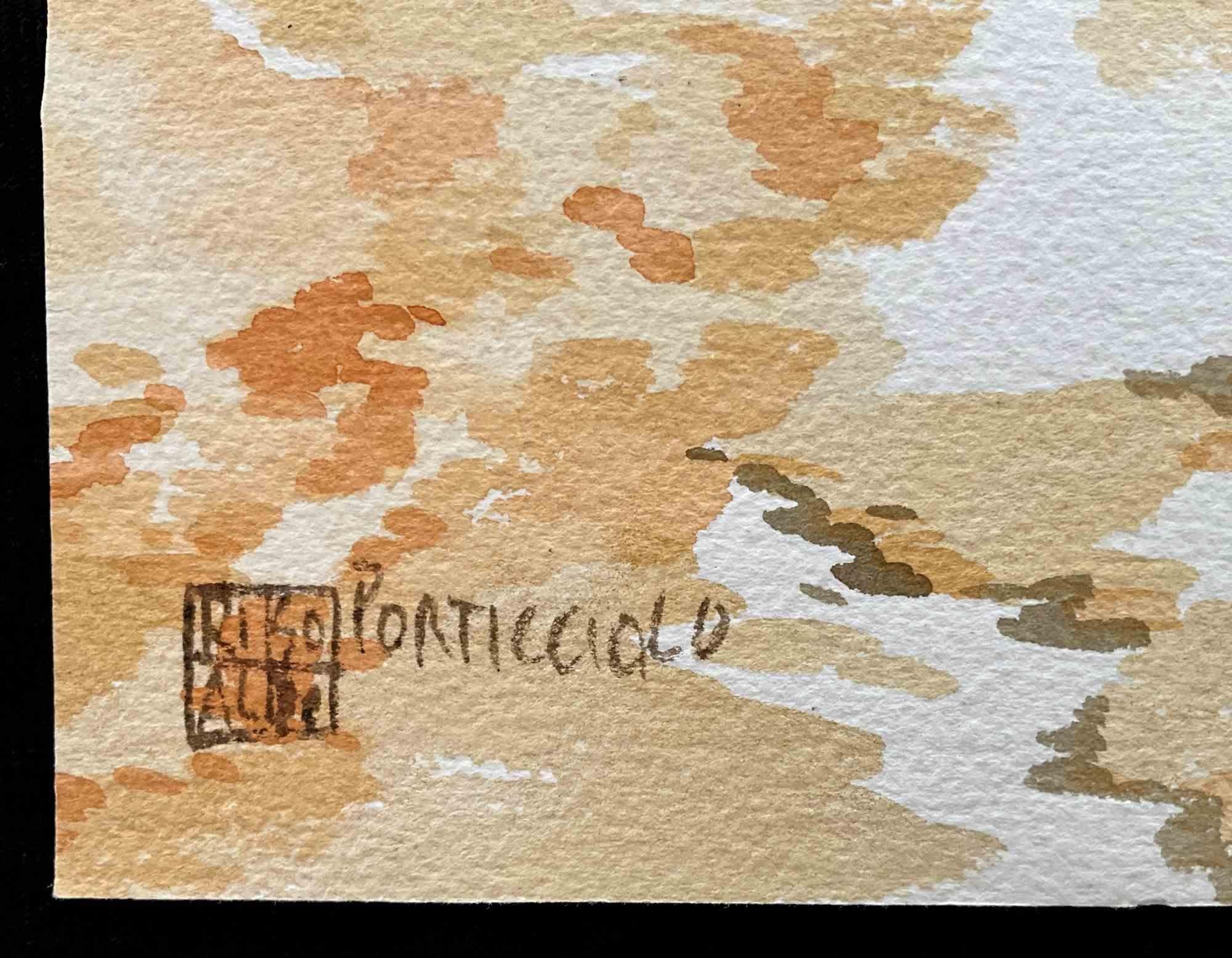 Porticciolo - Aquarelle d'Aldo Riso - 2000 en vente 1