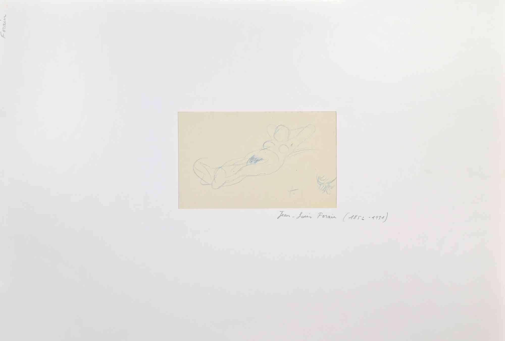 Mujer relajada - Dibujo de Jean-Luis Forain - Finales del siglo XIX