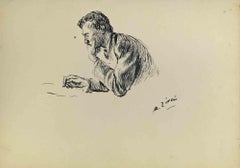 Writing Man - Drawing d'Alberto Ziveri - Années 1930