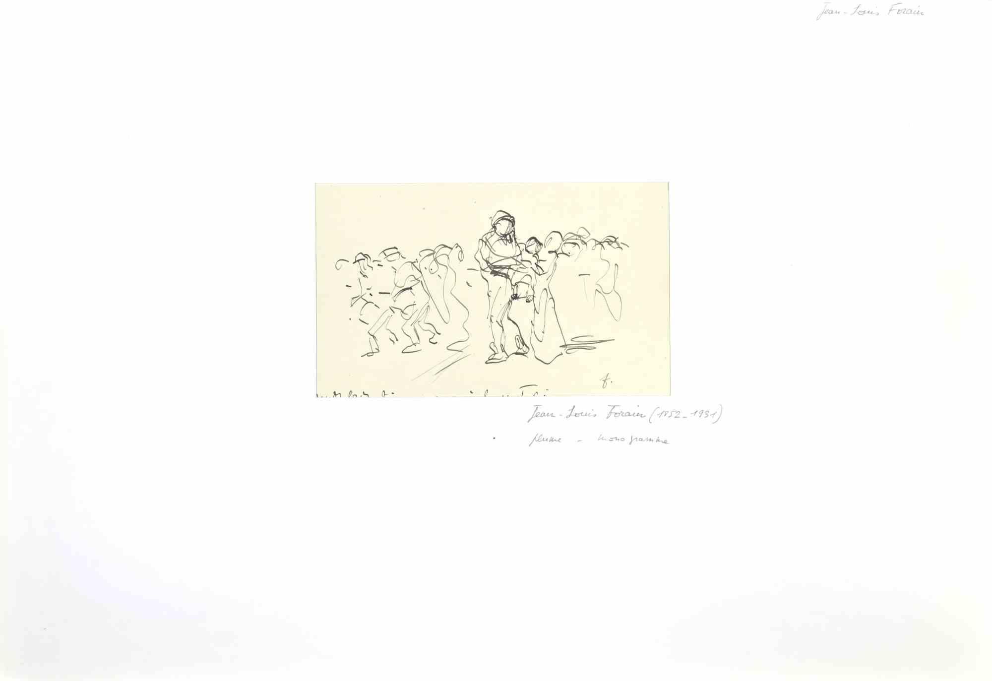 Taking the Child is a drawing on paper realized by Jean-Luis Forain in the Late 19th Century.

Pen drawing.

Monogrammed in pencil on the lower.

Good conditions.

Louis Henri Forain, known as Jean-Louis Forain, Jean Forain or Louis Forain, born in