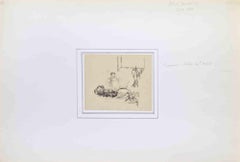 In The Kitchen - Drawing by Abel Besnard - Early 20th Century