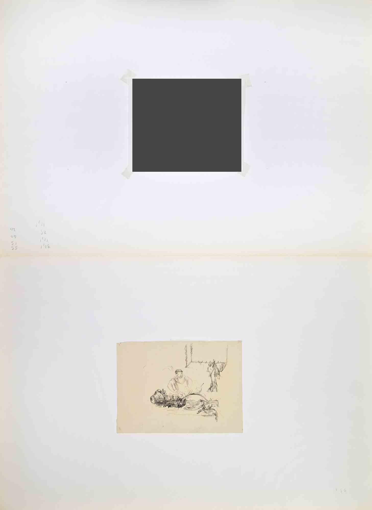 In cucina - Disegno di Abel Besnard - Inizio del XX secolo in vendita 1