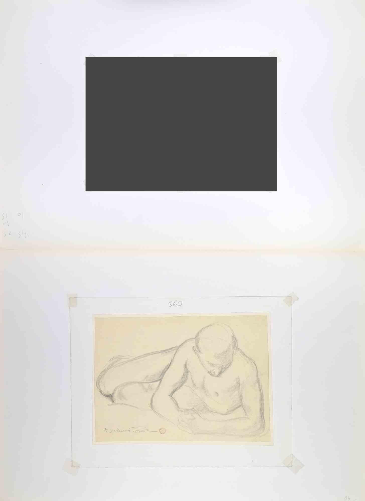 Seated Torso - Drawing by Kiyoo Fujiwara - 1964 For Sale 1
