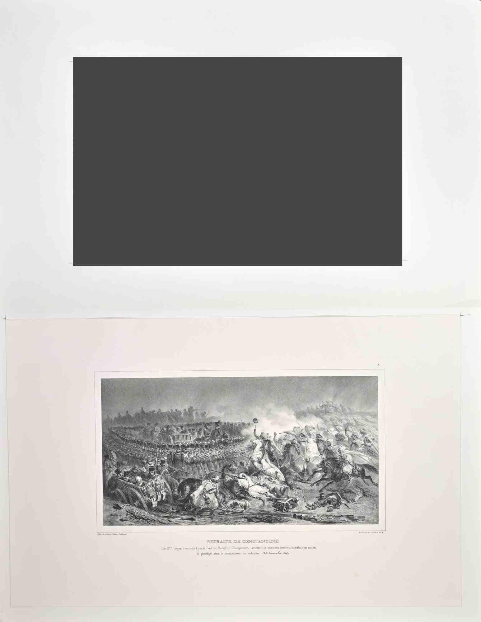 Le repos de Constantin - Lithographie d'Auguste Raffet - 1836 - Print de  Auguste Raffet
