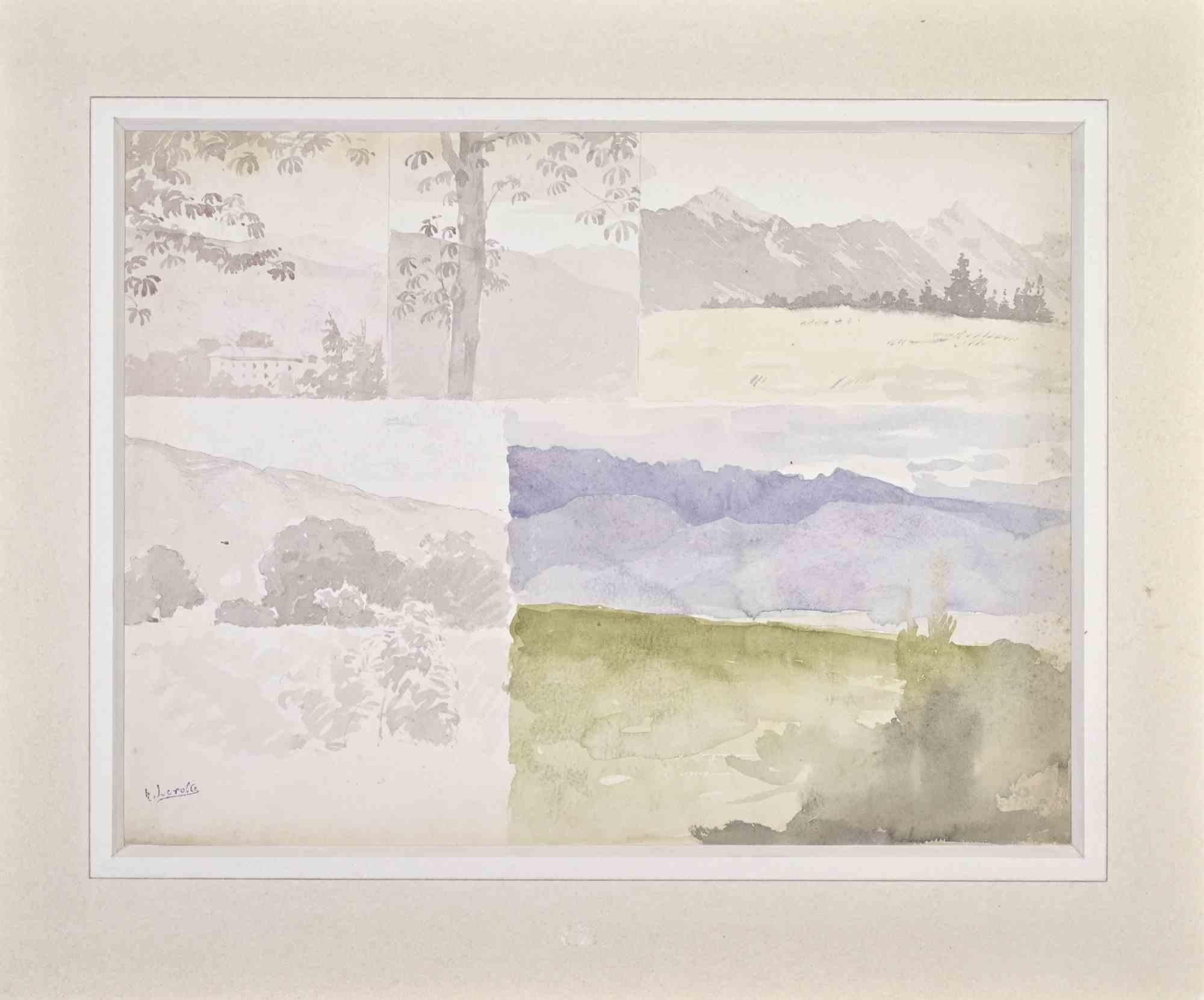 Landscape -  Drawing by Henri Lerolle - Mid 20th Century