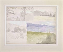 Landschaft -  Zeichnung von Henri Lerolle – Mitte des 20. Jahrhunderts
